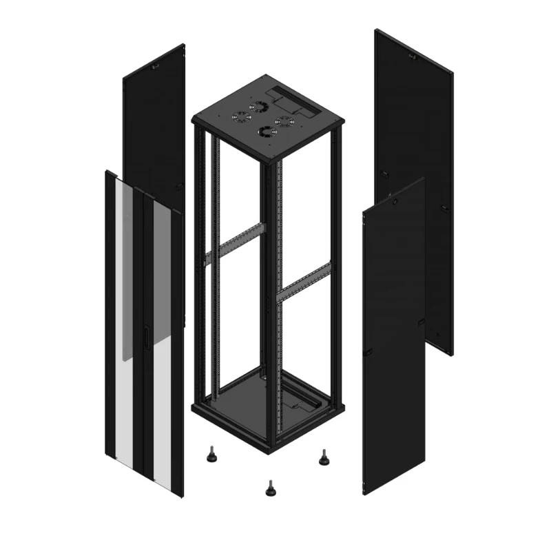 Gigamedia Vloer patchkast AV dubbel VER PAR 19" 42HE 600x600mm Zwart GGM 704266PVDPAR