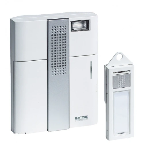 Grothe Mistral Gong + beldrukker/zender + flits 86dB AC/DC Wit 500m Draadloos 714250