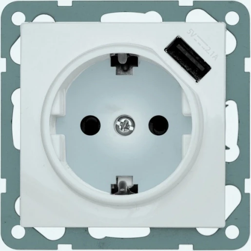 Peha Universele wandcontactdoos + insteekcontacten 2,1 inbouw aluminium 00244161