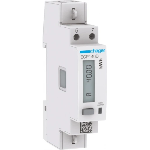Hager Kwh-meter 1-fase direct 40 a 1 module met s0 pulsuitgang mid