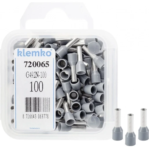 Klemko Geïsoleerde Adereindhuls 2,5qmm Grijs penlengte = 8mm - 100st standaa