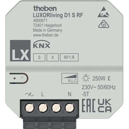 Theben LUXORliving 1-voudige RF dimactor inbouw (LUXORLIVING D1 S RF)