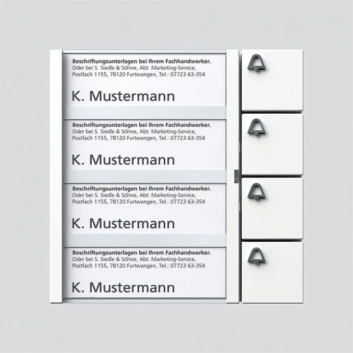 Siedle BTM Toetsenmodule bus spreken/bellen kunststof 4-voudig wit 200035740-00