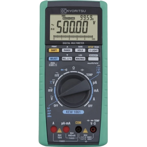 Kyoritsu Digitale multimeter + logging functie 1000v ac/dc cat iv analoog/digitaal 010610001b