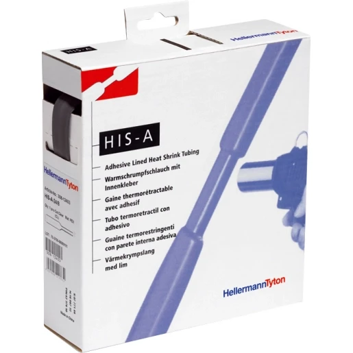 Hellermann Tyton KRIMPKOUS 3:1 MET LIJM DISPENSERBOX 6/2 ZWART