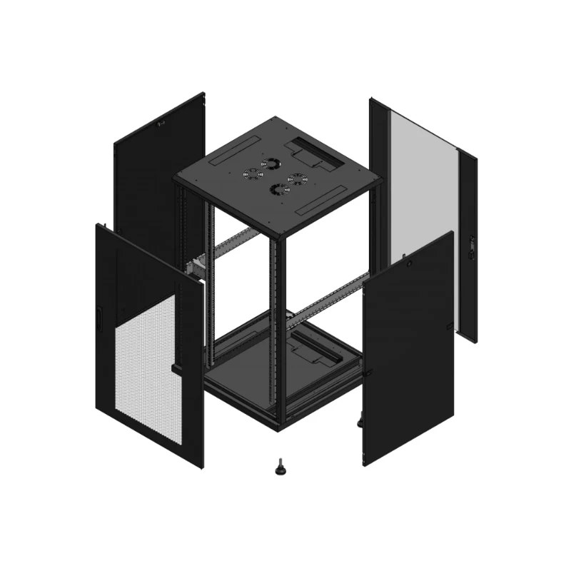 Gigamedia Vloer patchkast AV enkel PER AR enkel VER 19" 26HE 800x800mm Zwart GGM 702688PPSPVS