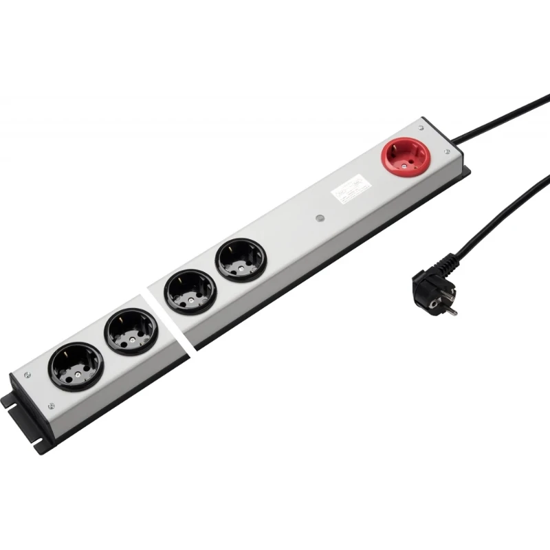 Martin Kaiser Contactdooscombinatie grijs-zwart 5RA 16A IP20 snoer 3m 1071ZL5L-SW3
