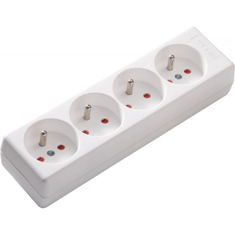 Martin Kaiser Contactdooscombinatie 4-voudig penaarde type E met shutter contacten 90° gedraaid 250V / 16 A materiaal: Thermoplast kleur: kalkwit