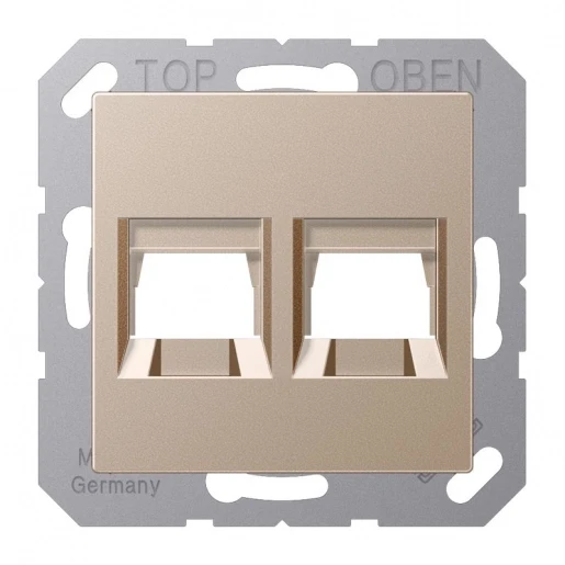 Jung A range centraalplaat- (onderdeel) afdekking champagnekleu a500 Modular-Jack 2 connectoren Zonder label A1569-2WECH
