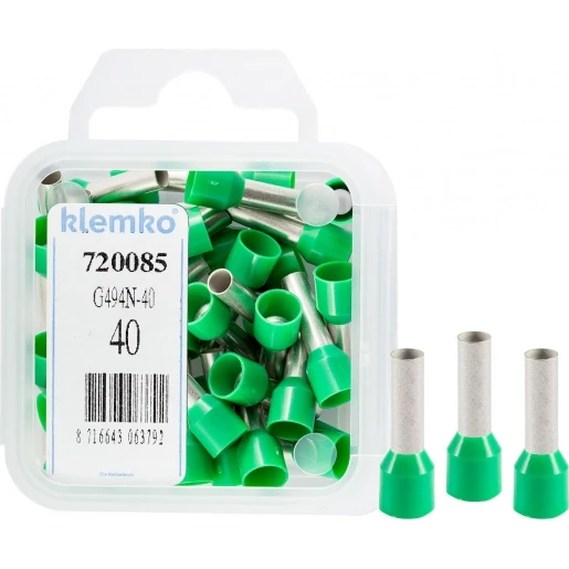 Klemko Geïsoleerde Adereindhuls 6qmm Groen penlengte = 12mm - 40st standaard
