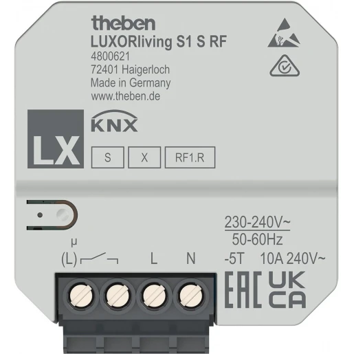 Theben LUXORliving 1-voudige RF schakelactor inbouw (LUXORLIVING S1 S RF)