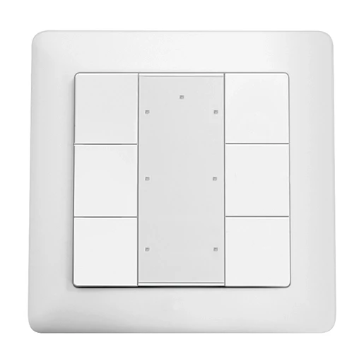 Esylux Push Button Impulsgever 6-voudig wit met tekstv inbouw IP20 RAL 9003 EP10431623