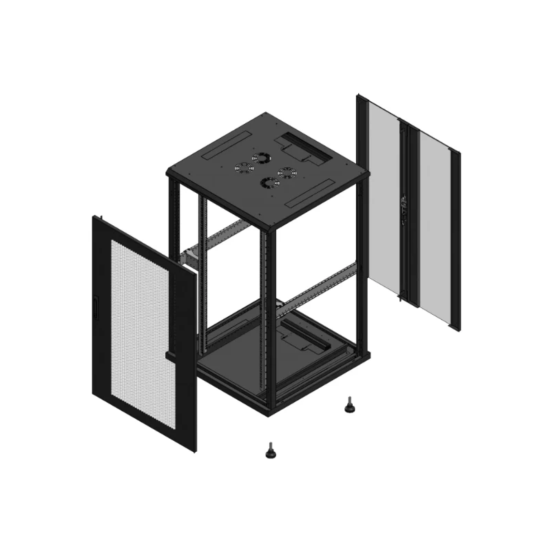 Gigamedia Vloer patchkast AV enkel PER AR dubbel VER EX 19" 26HE 800x800mm Zwart GGM 702688PPSPVDEX