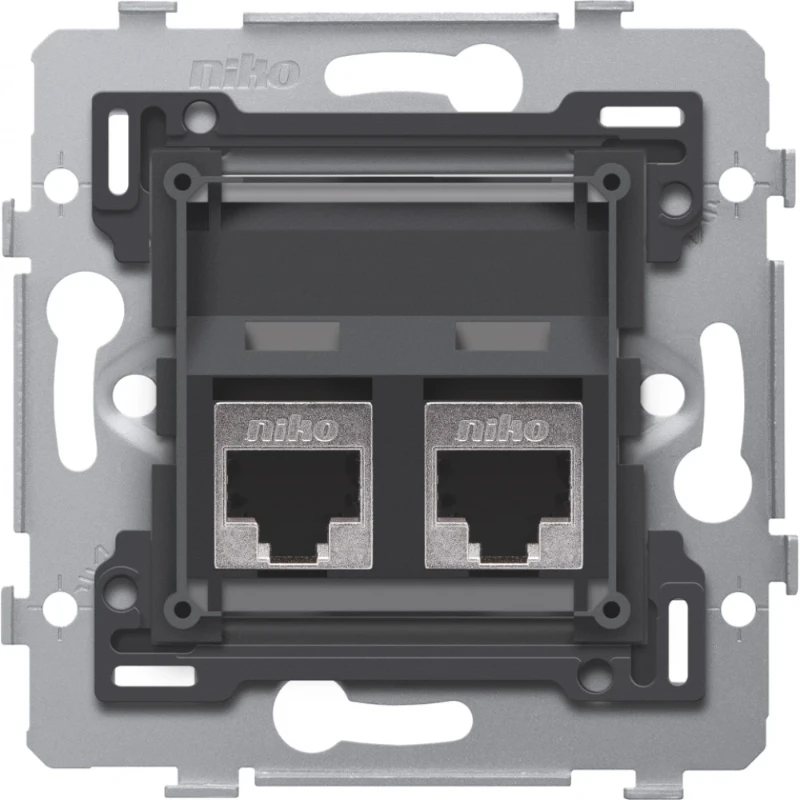 Niko 2 RJ45-aansluitingen STP cat. 6 klaar voor PoE++ schuine uitvoering
