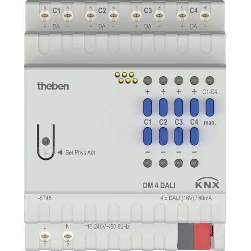 Theben DALI dimactor 4 kanaals 4 x 30 DALI drivers DALI-2 KNX (DM 4 DALI KNX)