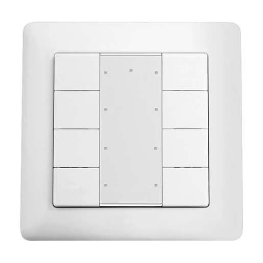 Esylux Push Button Impulsgever 8-voudig wit met tekstv inbouw IP20 RAL 9003 EP10431630