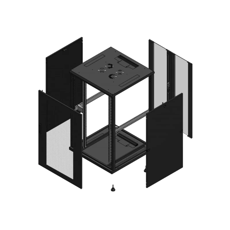 Gigamedia Vloer patchkast AV enkel PER AR dubbel VER 19" 26HE 800x800mm Zwart GGM 702688PPSPVD