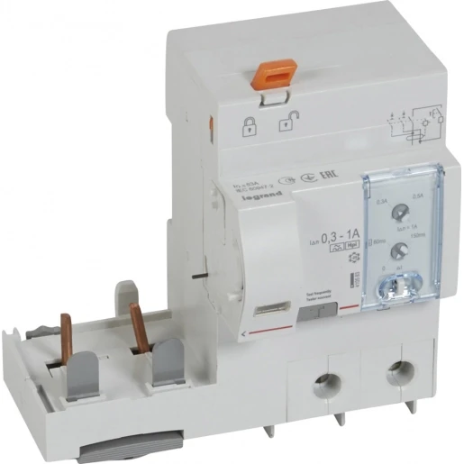 Legrand DX3 AARDLEKBLOK 2P 63A TYPE HPI INSTELBAAR 300-1000MA
