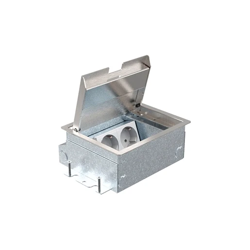 HPL Servicebox+ vloercontactdoos 65mm 2x WCD - RVS scharnierklep