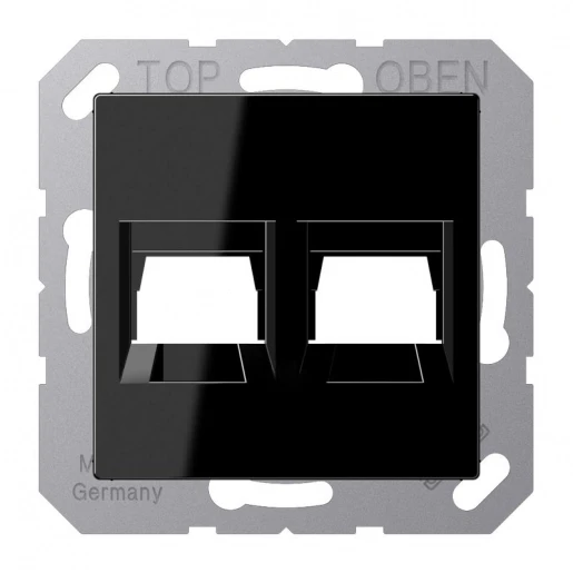 Jung A range centraalplaat- (onderdeel) afdekking a500 Modular-Jack 2 connectoren Zonder label zwart A1569-2WESW