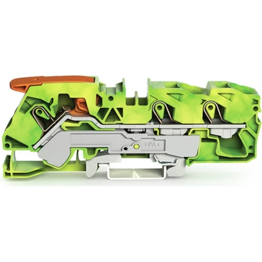 Wago 3-DRAADS AARDKLEM MET HENDEL EN PUSH-IN CAGE CLAMP 16MM² GROEN-GEEL
