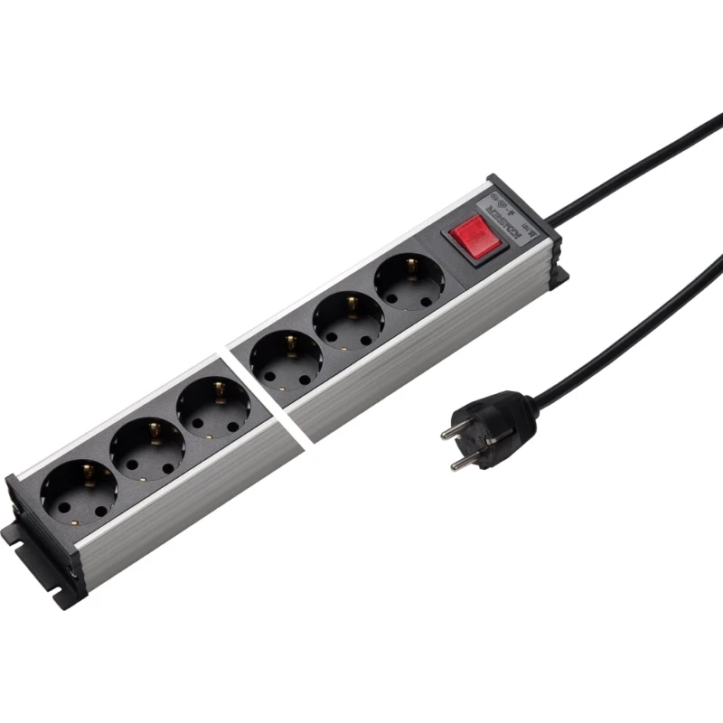 Martin Kaiser Contactdooscombinatie grijs-zwart 6RA 16A IP20 snoer 1.5m 1101ZL6L-SW15