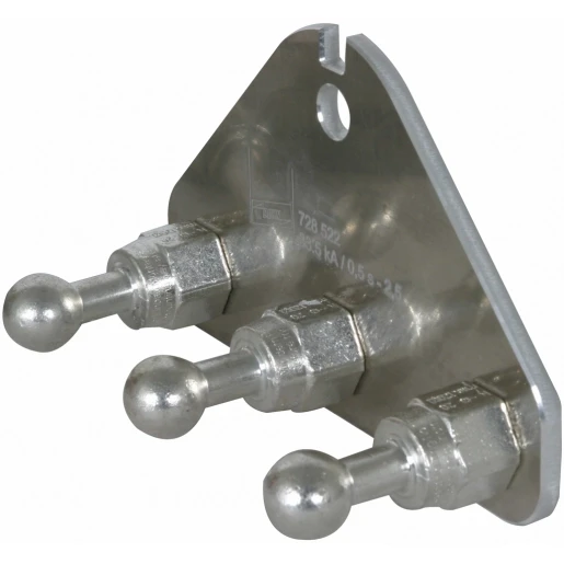 Dehn Earth connecting plate w.bore 12.5mm and 3 fixed ball points d 20mm