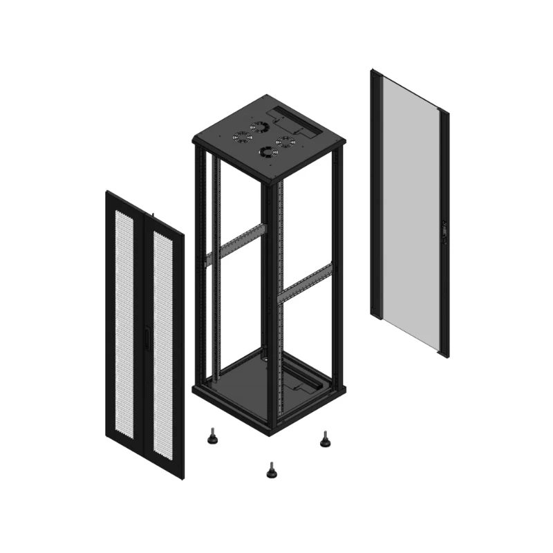 Gigamedia Vloer patchkast AV dubbel PER AR enkel VER EX 19" 36HE 600x600mm Zwart GGM 703666PPDPVSEX