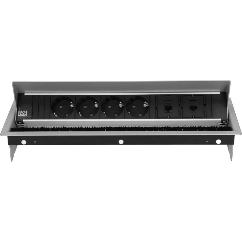 OCS Coni 4x 230V RA + 2x Cat6U 0,2m GST zilvergrijs