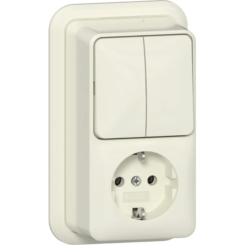 Gira wandcontactdoos combinatie + ra k/p opbouw Serieschakelaar wit IP20 417510