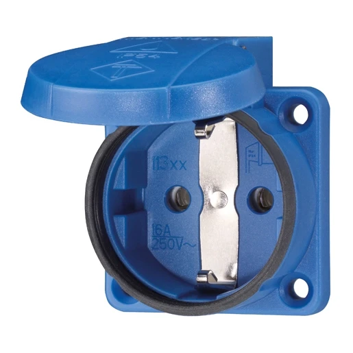 Mennekes Schuko wandcontactdoos inbouw a 50 x 50 mm 230V 16A IP54 blauw 11331