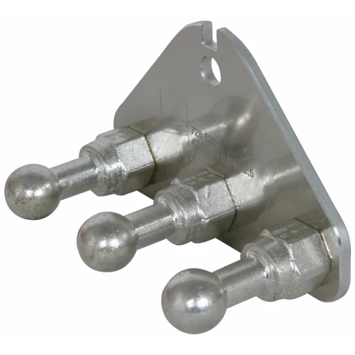 Dehn Earth connecting plate with bore 12.5mm and 3 fixed ball points d 25mm