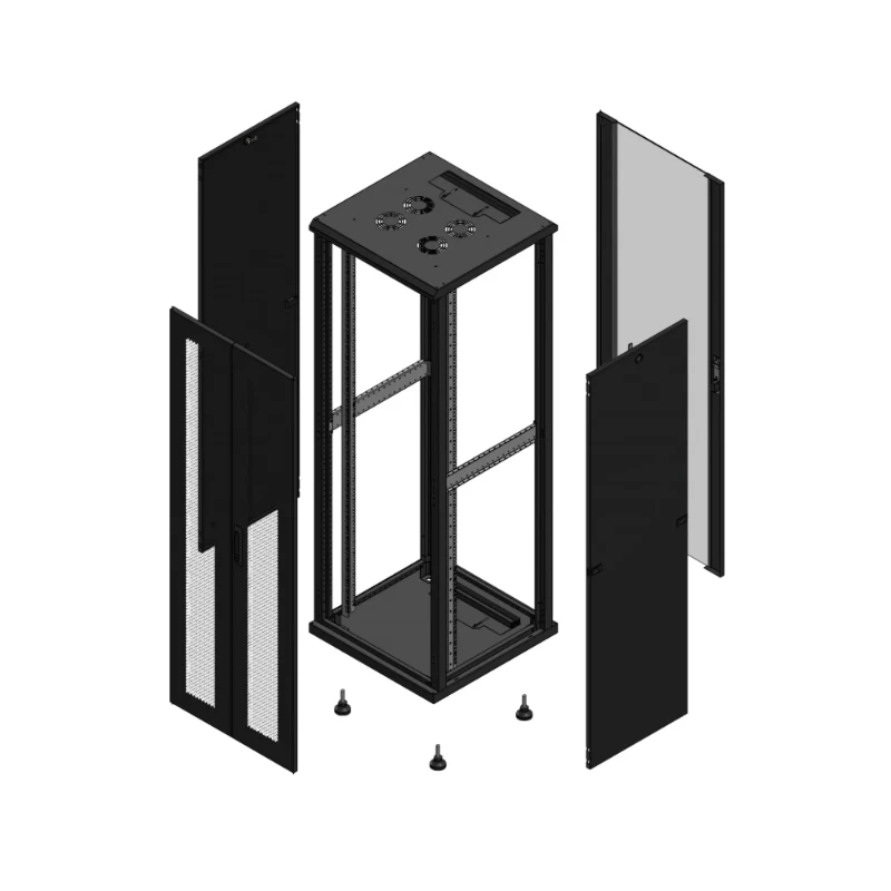 Gigamedia Vloer patchkast AV dubbel PER AR enkel VER 19" 36HE 600x600mm Zwart GGM 703666PPDPVS