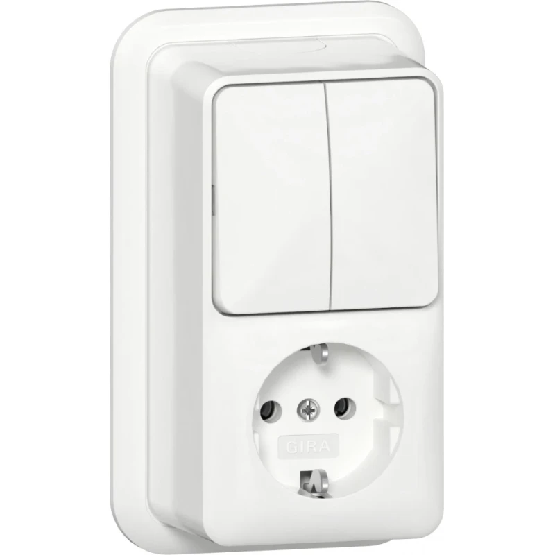 Gira wandcontactdoos combinatie + ra k/p opbouw Serieschakelaar wit IP20 417511