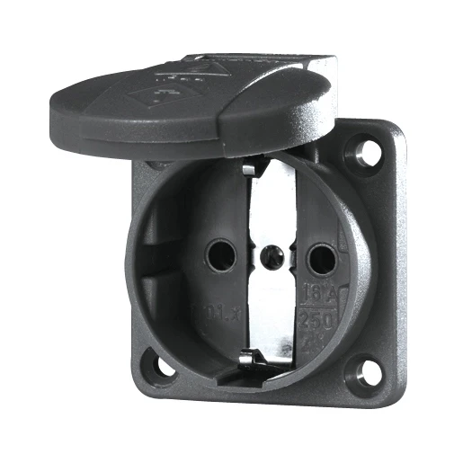 Mennekes Schuko wandcontactdoos inbouw a 50 x 50 mm 230V 16A IP54 zwart 11032