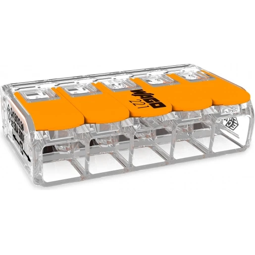 Wago Verbindingsklem compact 5x6mm² transparant