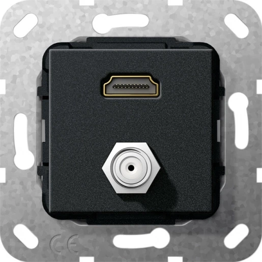 Gira Non-Design sat f-bus koppeling HDMI Basiselement met centrale afdekplaat Zonder label 567510
