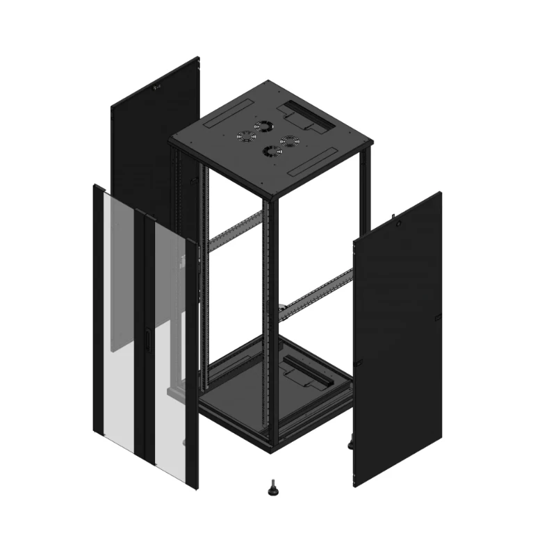 Gigamedia Vloer patchkast AV dubbel VER SP 19" 36HE 800x800mm Zwart GGM 703688PVDSP