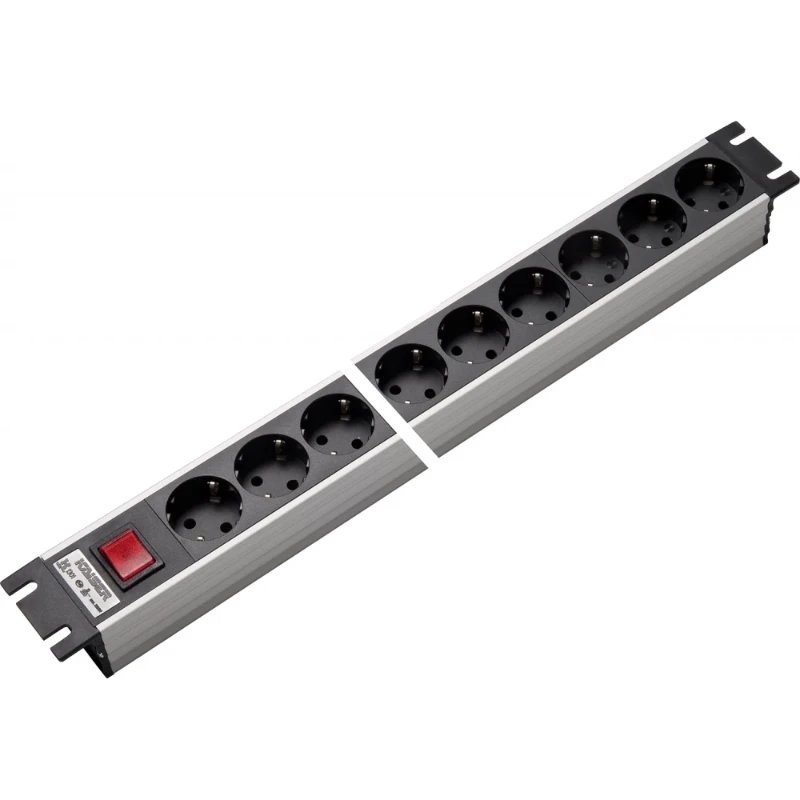 Martin Kaiser Contactdooscomb alu 19" 9-v ra met schakelaar zwart