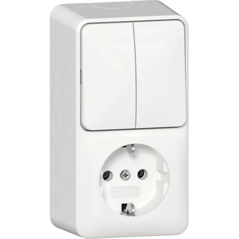 Gira wandcontactdoos combinatie + ra + montageplaat opbouw Serieschakelaar wit IP20 417512