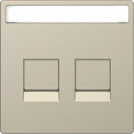 Merten Systeem M Centraalplaat Modular-Jack Basiselement met centrale afdekplaat 2 connectoren Met label beige MTN4564-6033