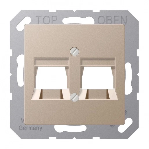 Jung A range centraalplaat- (onderdeel) afdekking champagnekleu a500 Modular-Jack 2 connectoren Zonder label A569-2NITTCH