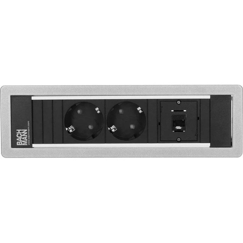 OCS Power Frame 2x 230V RA + 1x Cat6U b/b 0,2m GST zilvergrijs