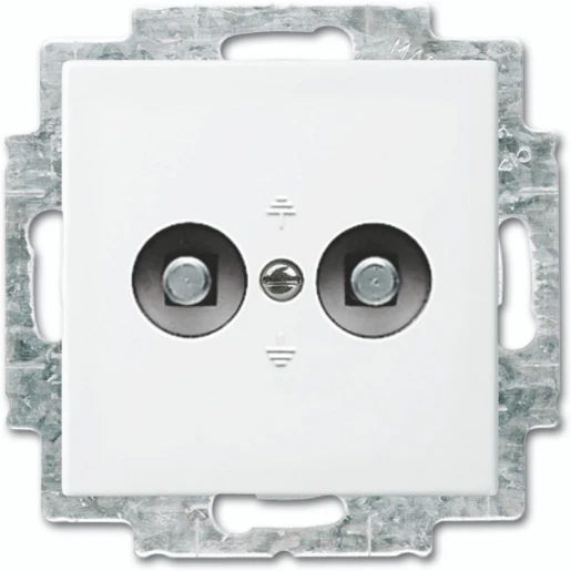 ABB Busch-Jaeger Balance Aardingscontactdoos + centraalplaat contactdoos 2-voudig inbouw Glanzend wit 2CKA002495A0096