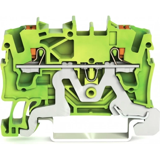 Wago 2-draads aardklem Met drukknop 2,5 mm² groen-geel