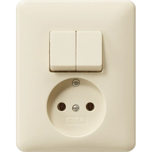 Gira Standaard 55 combinatie wandcontactdoos serie (zonder ra) afdekplaat inbouw Serieschakelaar wit IP20 047501