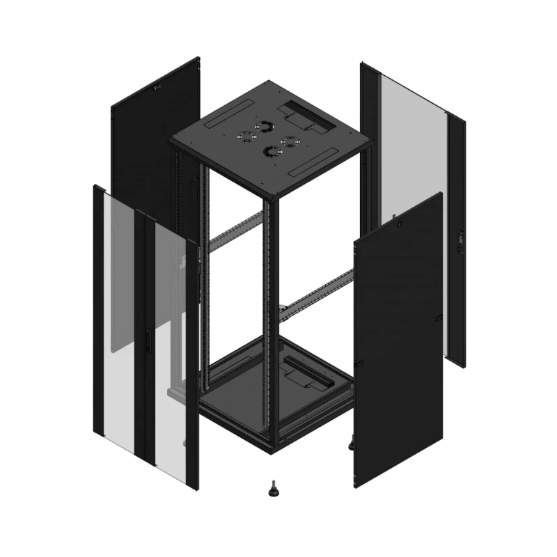 Gigamedia Vloer patchkast AV dubbel VER AR enkel VER 19" 36HE 800x800mm Zwart GGM 703688PVDPVS