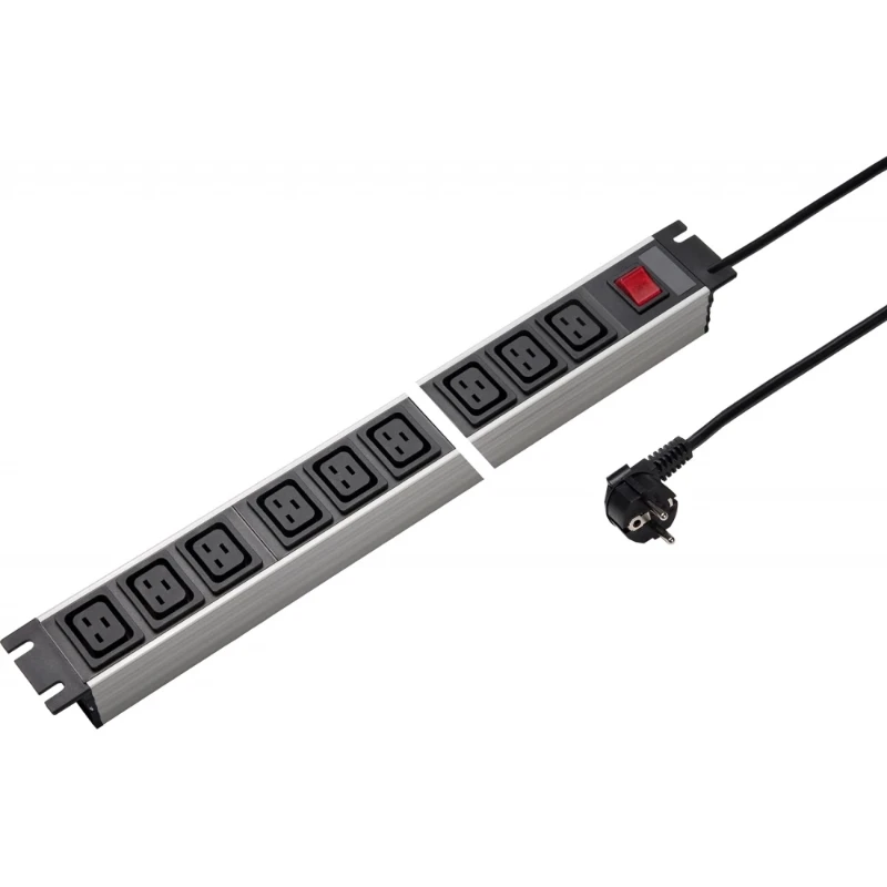 Martin Kaiser Toestel contactdooscomb 19" 9v C19 schakelaar l.grijs-zwart snoer3m