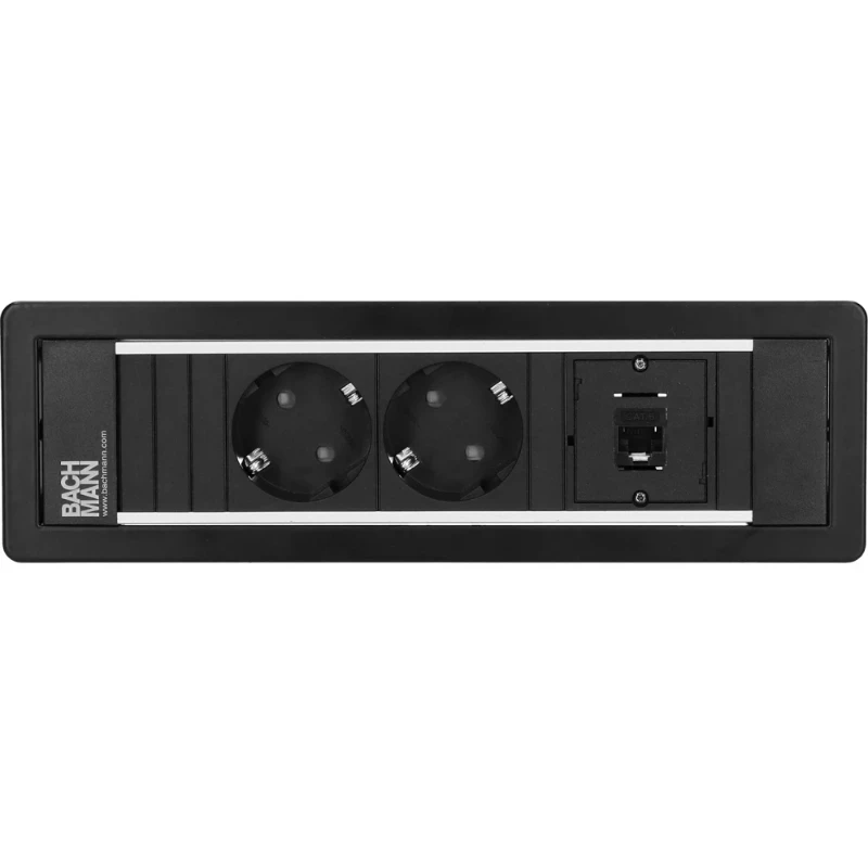 OCS Power Frame 2x 230V RA + 1x Cat6U b/b 0,2m GST cover zwart