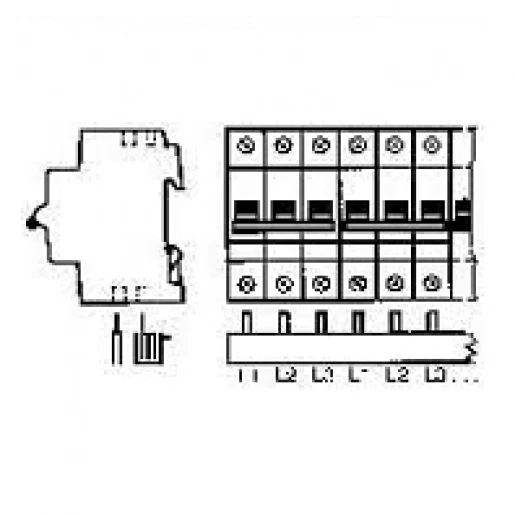 ABB L1-l2-l3-l1-l2-...verzamelrail 3f 60 mod.var.lengte